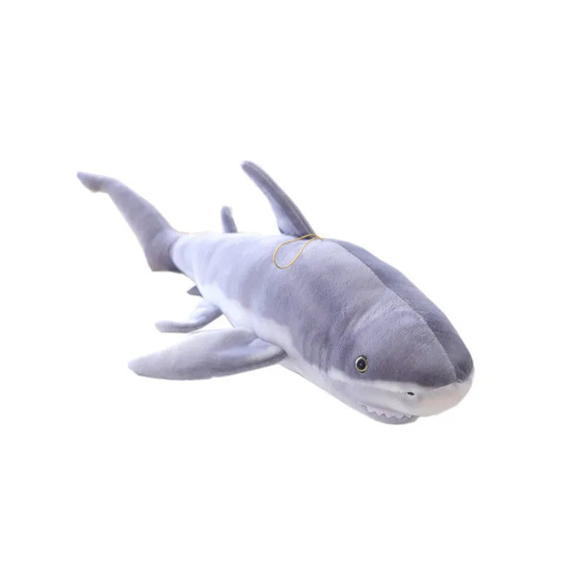 Simulation children's shark plush toy in 60cm height with realistic grey and white colouring