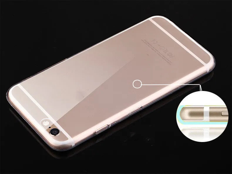Transparent flexible TPU soft shell protective case for iPhone on a white background