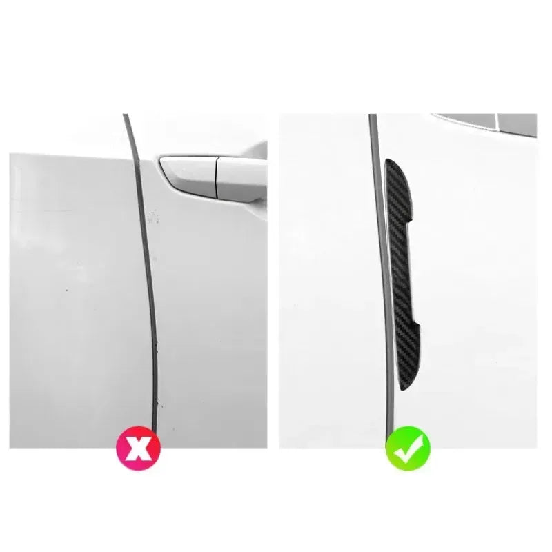 Black carbon fibre texture car door collision strips for edge protection against scratches and impacts