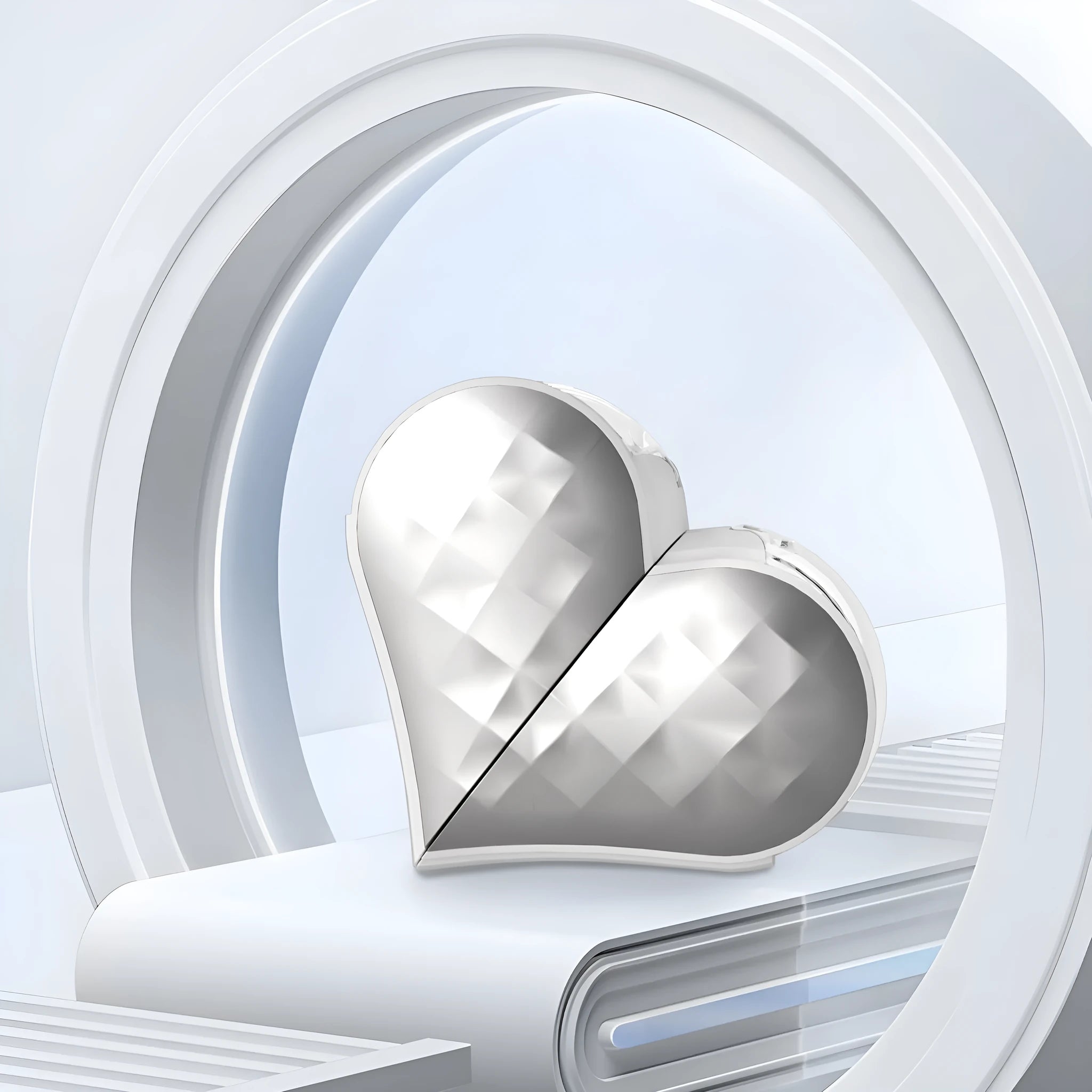 Deformable heart-shaped in-ear wireless Bluetooth headset in white with noise reduction