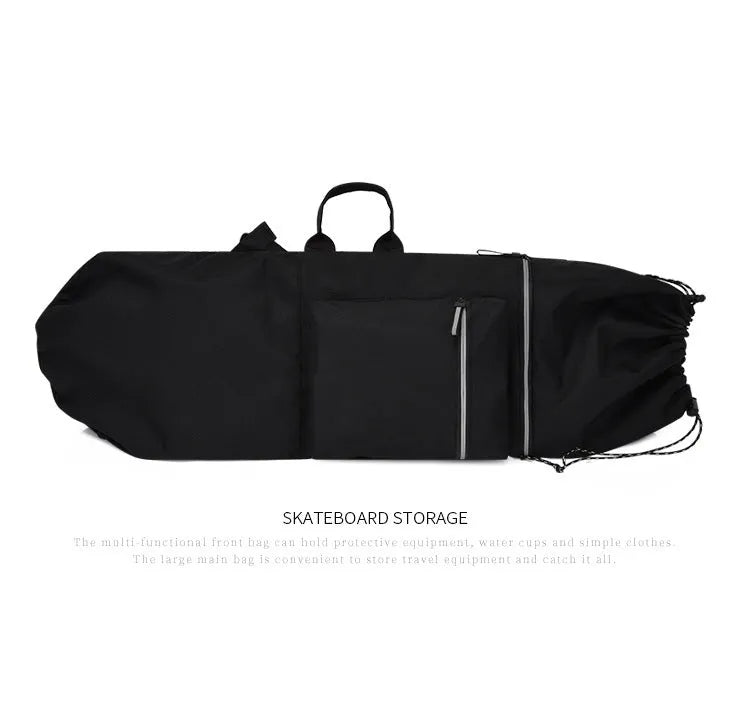 Lightweight waterproof nylon skateboard backpack in camouflage colour with large capacity.