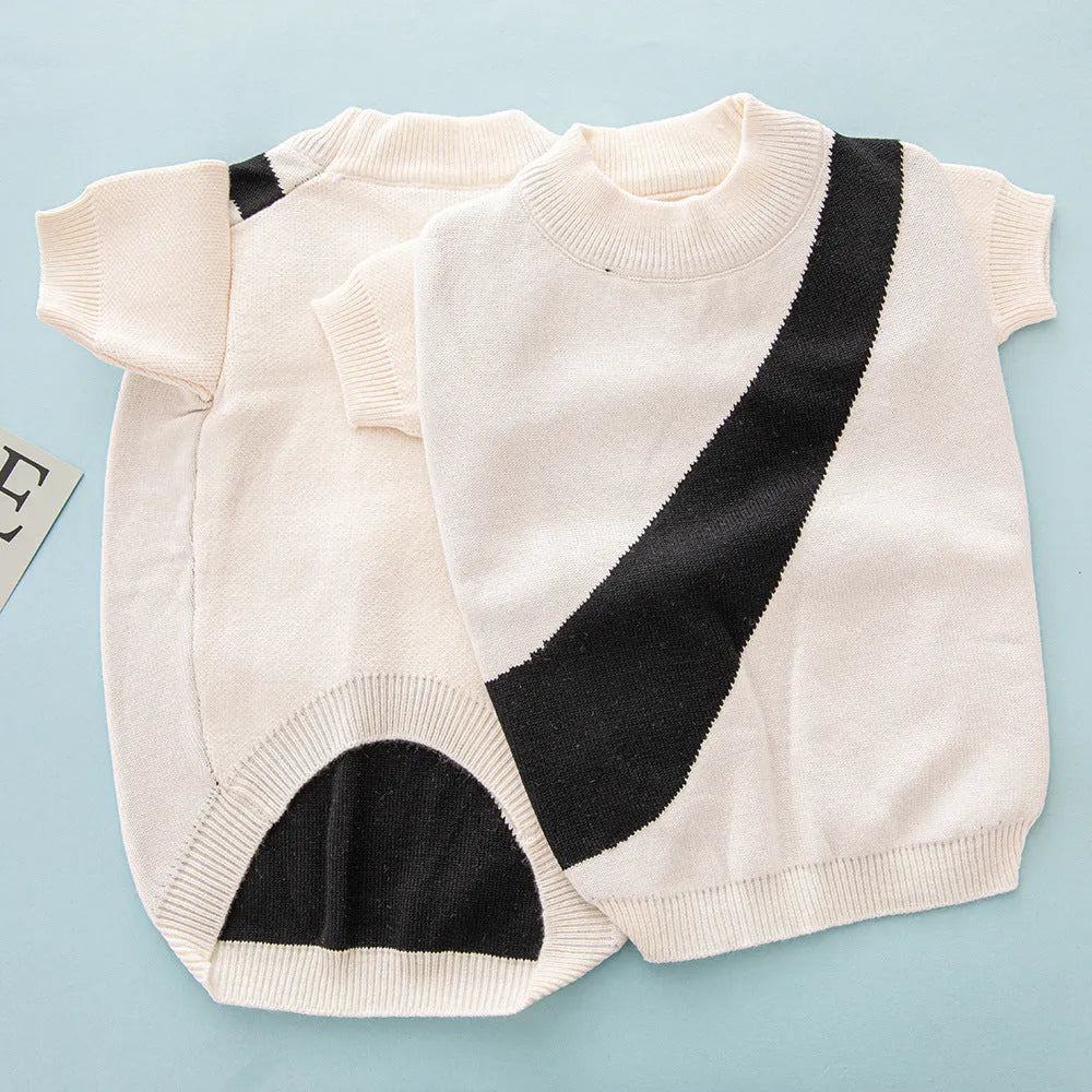 Wool dog sweater for corgis and poodles available in six colours including black, orange red, pink, milky white, light green, and sapphire blue
