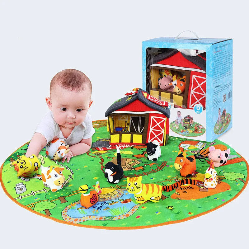 Baby play blanket with animal themes measuring 1cm thick for crawling practice and early education