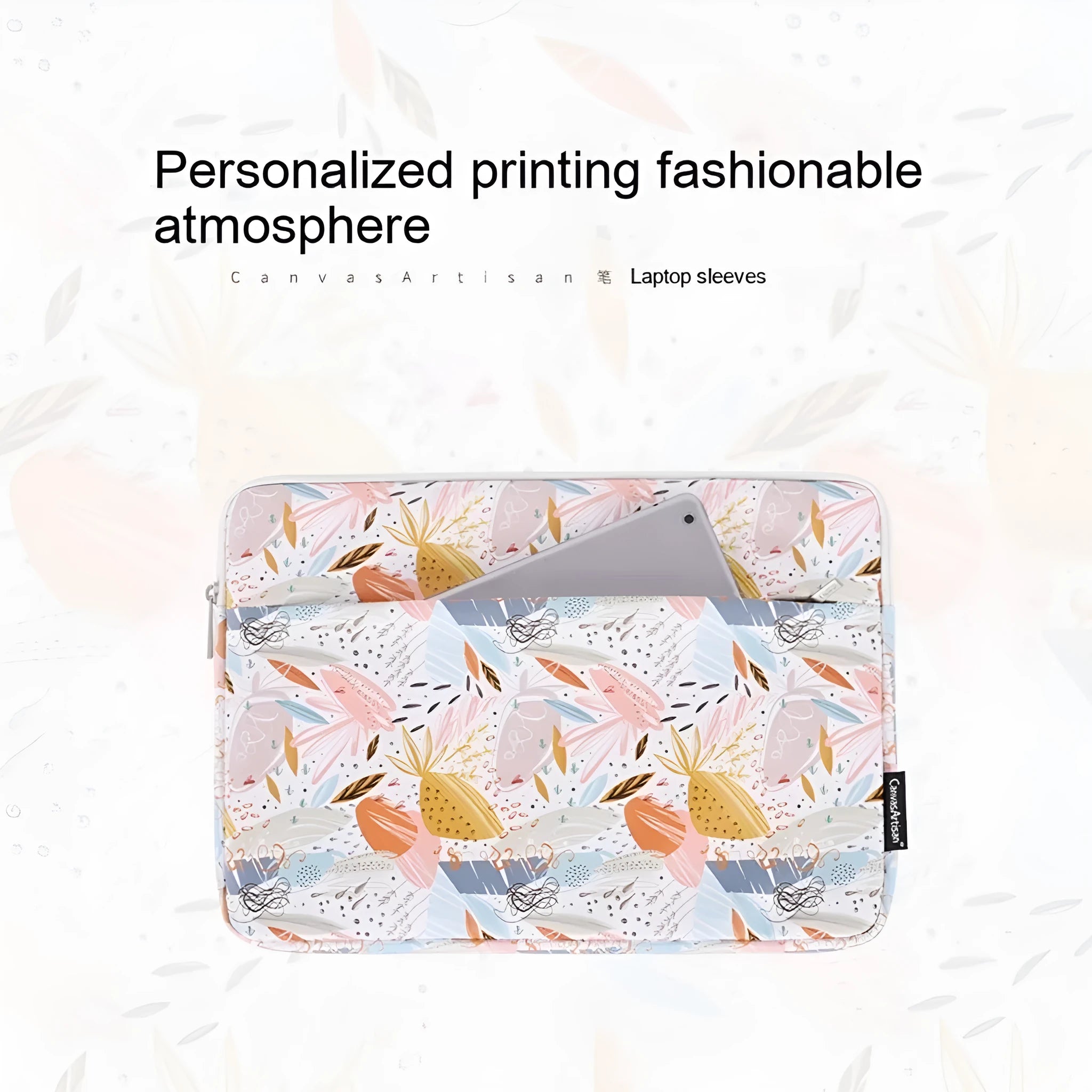 White waterproof PU leather 14 inch laptop inner bag showing its slim sleeve design.