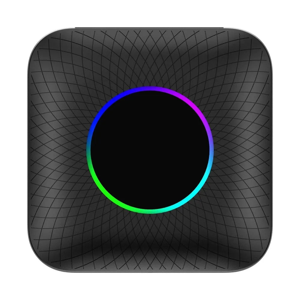 Tbox-Led Wireless CarPlay adapter mini box for cars with wired CarPlay, showing compact size