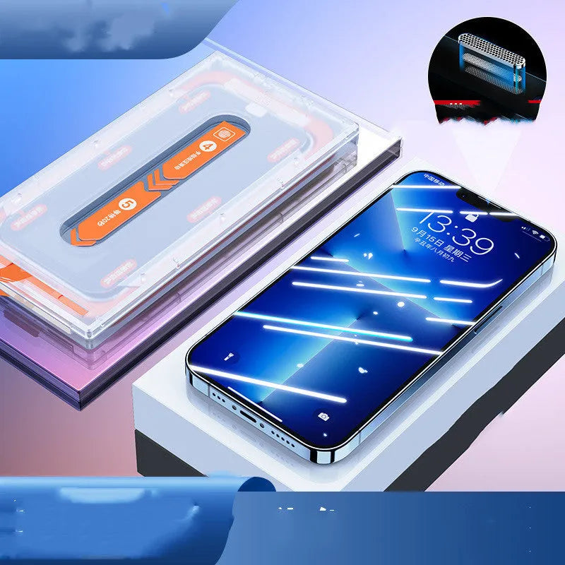 Anti-peep tempered glass screen protector for iPhone with electroplated coating and clean room installation kit