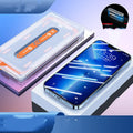 Anti-peep tempered glass screen protector for iPhone with electroplated coating and clean room installation kit