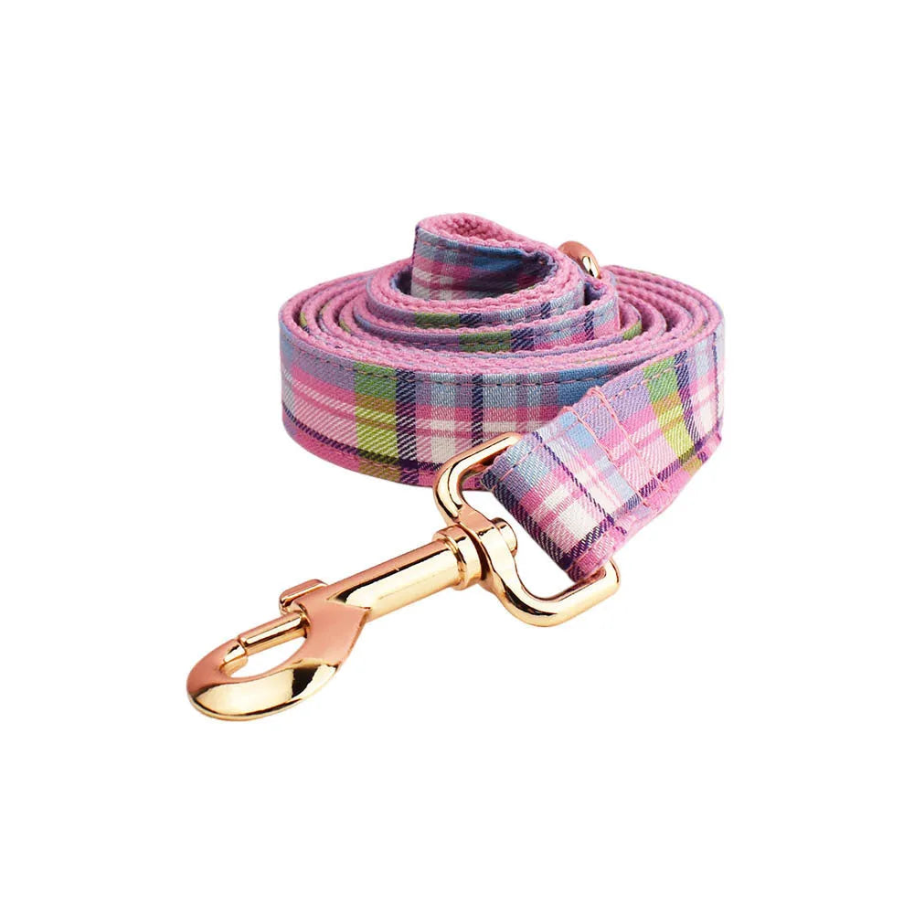 Qicaigei cloth dog collar and leash set with matching vest and bow accessories