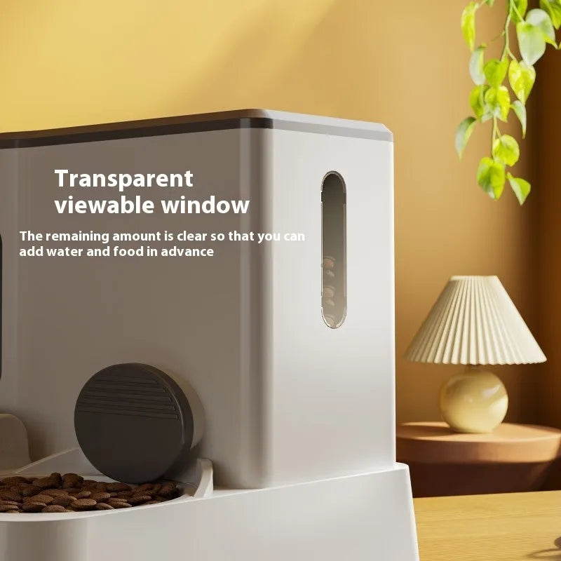 Automatic cat feeder and water dispenser station with double bowl design