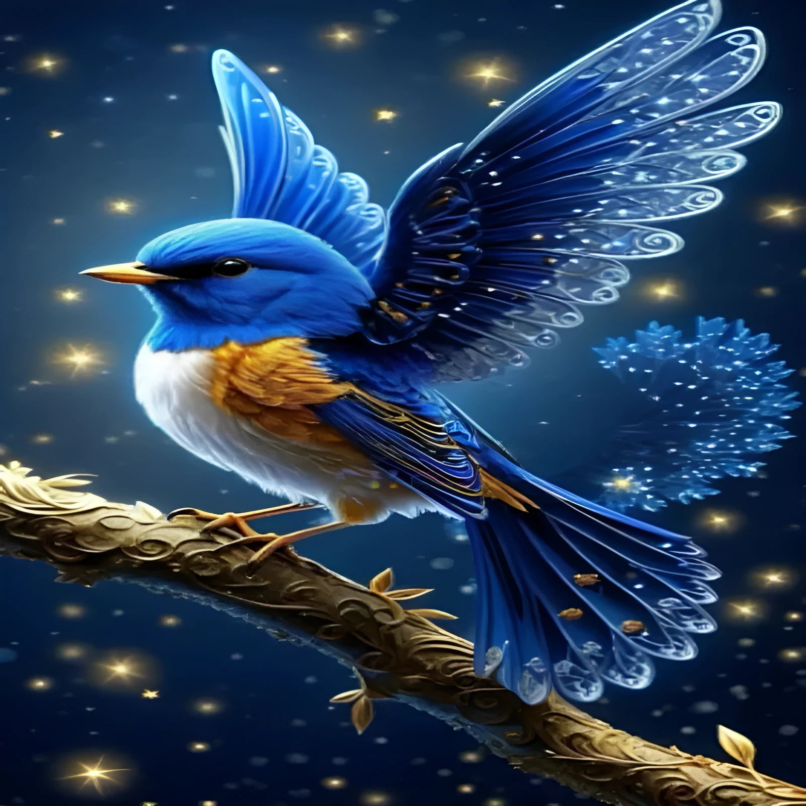 Handmade Blue Bird diamond painting on 60x100cm canvas with acrylic rhinestones