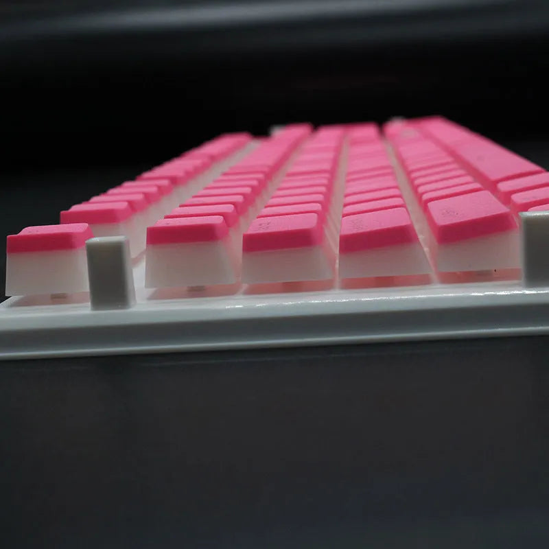 108 key double skin pudding cream PBT translucent mechanical keyboard keycap set showing RGB backlight enhancement