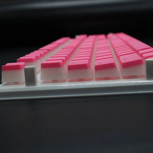 108 key double skin pudding cream PBT translucent mechanical keyboard keycap set showing RGB backlight enhancement