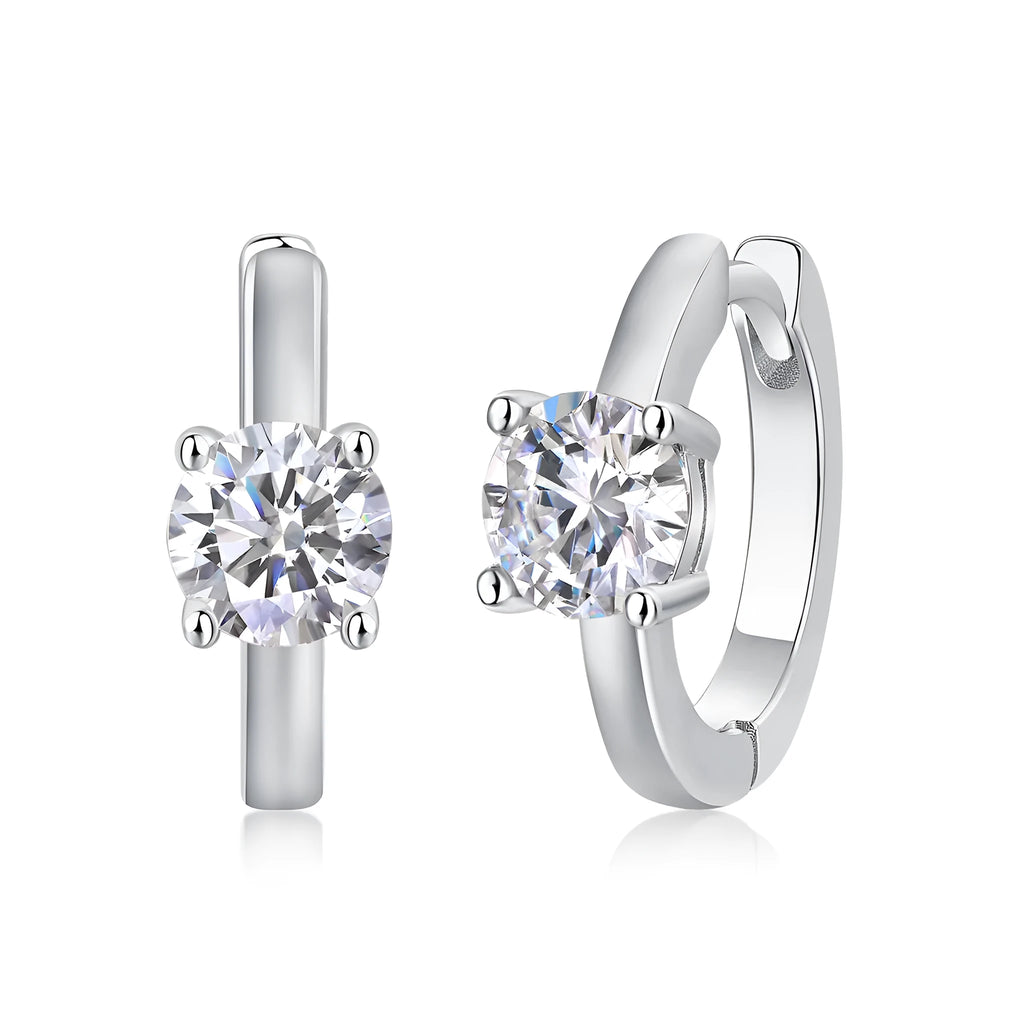 0.5-carat top-quality moissanite stud earrings in S925 silver with platinum plating on white background