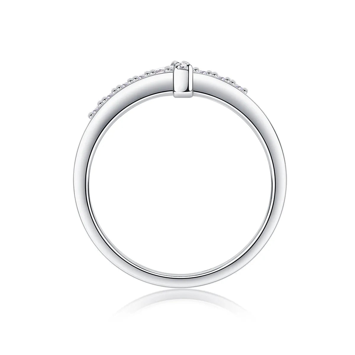 Holy Light Cross moissanite wedding ring set in S925 silver with gold plating on white background