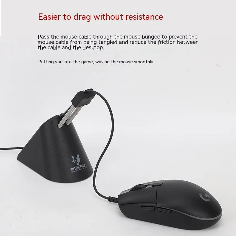 Black ABS plastic mouse cable holder bracket for desk organisation