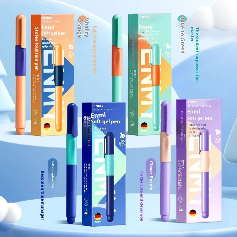 Boxed student posture correction pen in blue, green gradient, purple, or orange with ergonomic grip