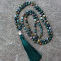 Natural agate bracelet with 108 geometric 6mm beads arranged as blessing necklace