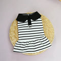 Pet wearing striped cotton T-shirt and skirt summer clothing set