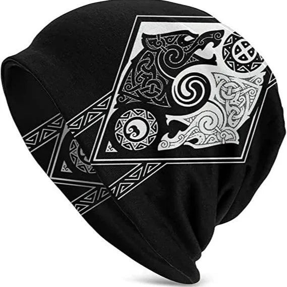 Viking totem wolf street dance hat with double-layer elastic sleeve cap in multiple colour options