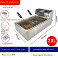 Stainless steel commercial electric deep fryer with lid and two frying baskets