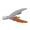 Yellow LED pet nail trimmer with magnifying glass, lights, and nail catcher for cats and dogs.