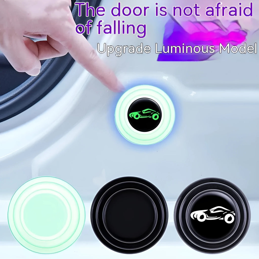 Black and luminous silicone car door shock protectors for anti-collision and soundproofing.