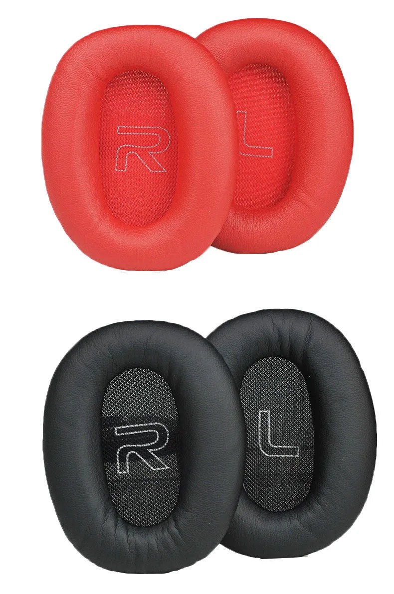 Black protein skin oval earphone sleeves for Walker W820BT headphones on a surface