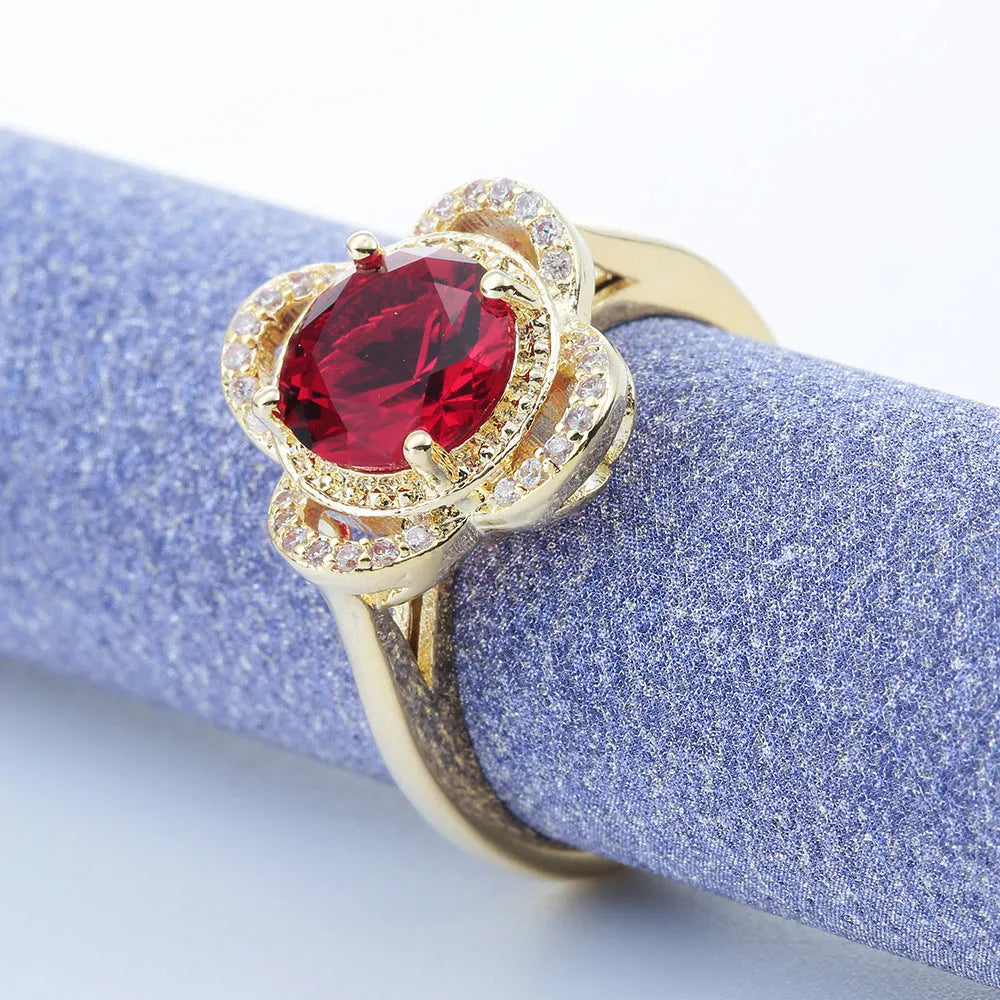 Copper zircon ring with a fruit shape design in colour 10-6-1395