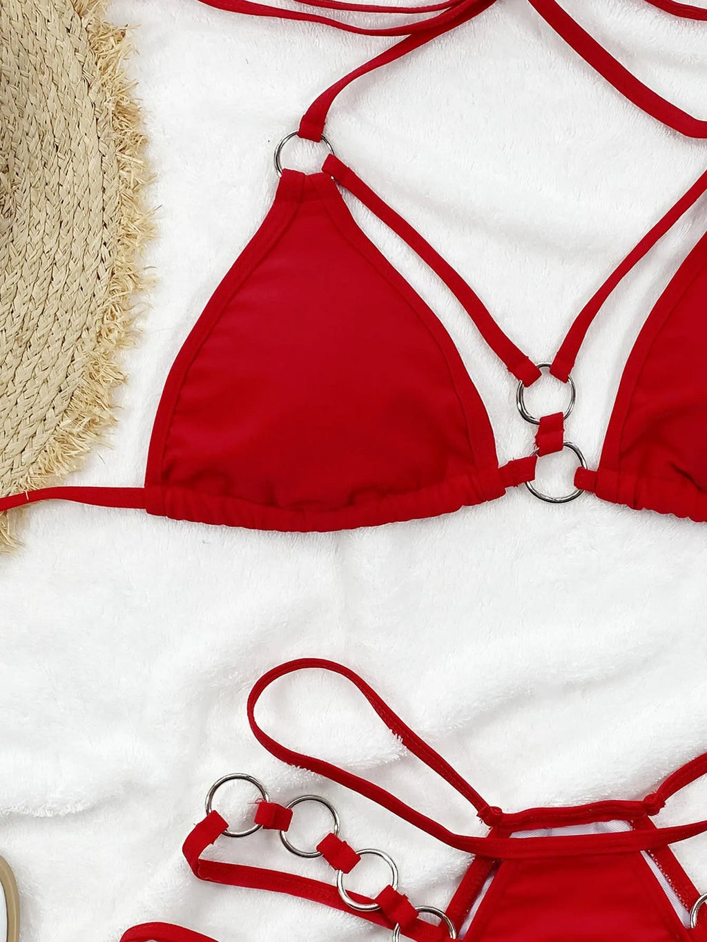 Women's separated nylon bikini swimwear set in multiple colours