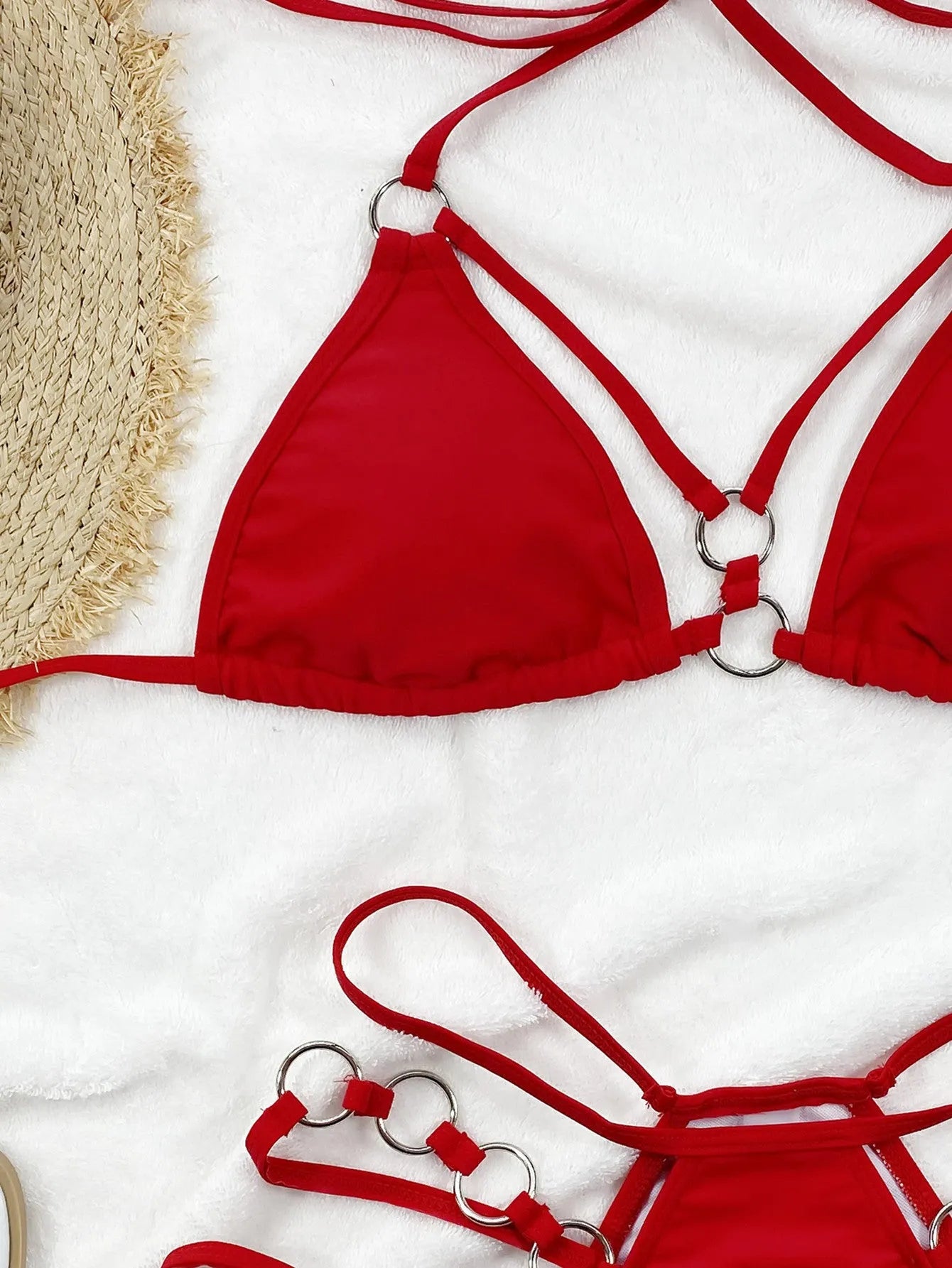 Women's separated nylon bikini swimwear set in multiple colours