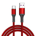 Woven nylon braided Type-C USB charging cable in black colour showing connector detail