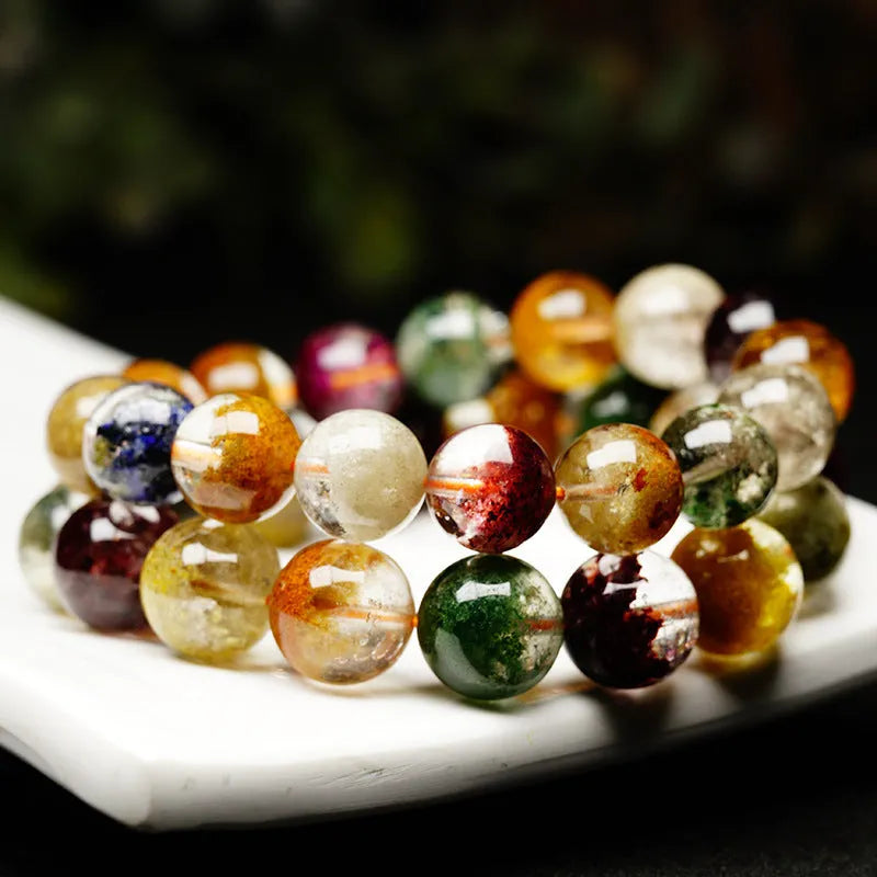 Colourful cornucopia ghost design crystal bracelet with 10mm ball beads in ethnic retro style.