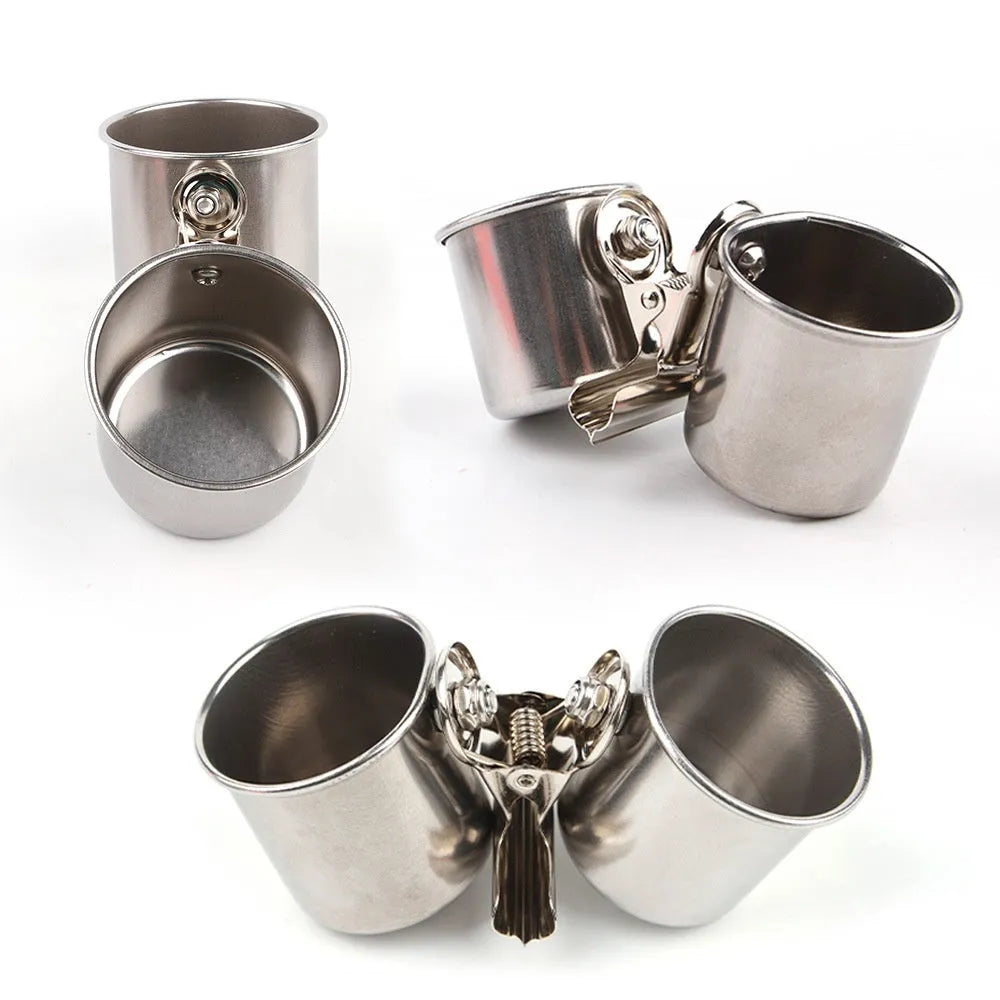 Stainless steel birdcage feeder in natural colour for outdoor use.