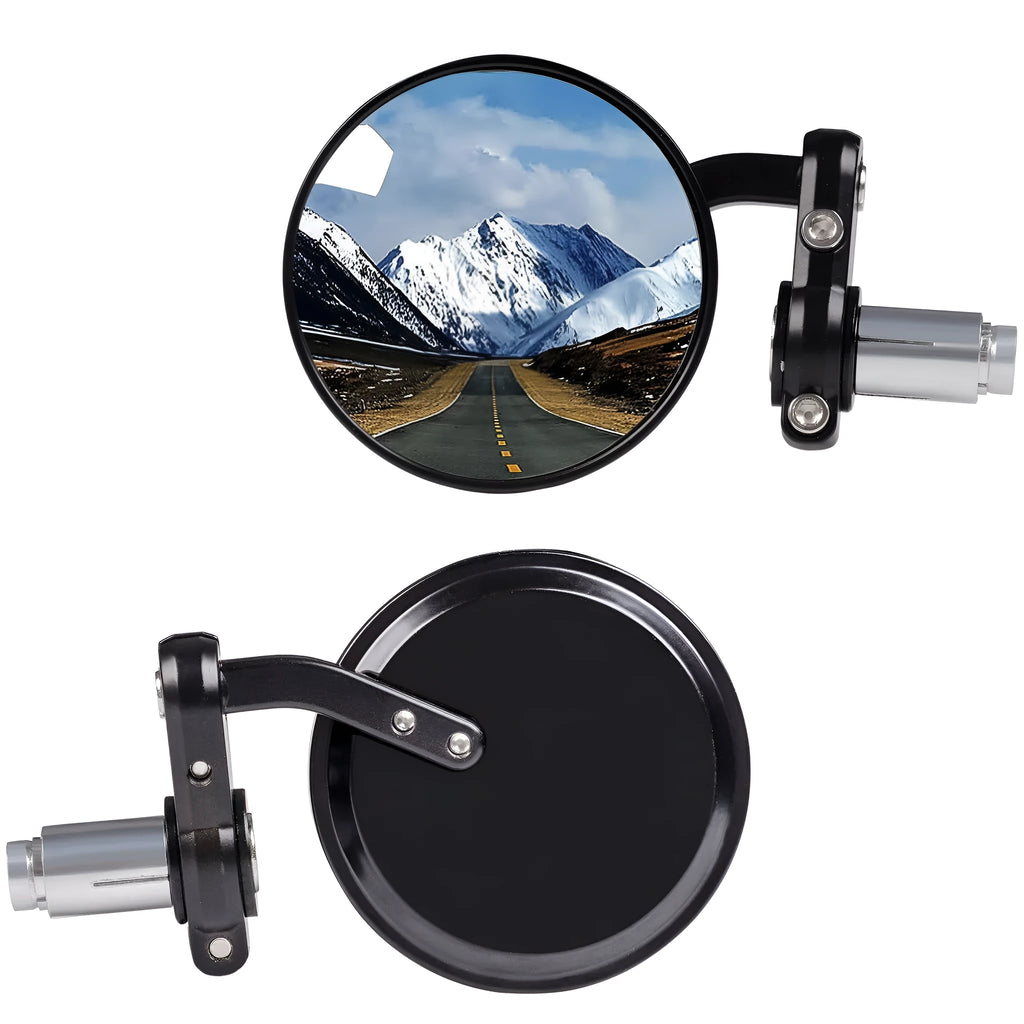 Motorcycle modified handlebar rearview mirror with 22mm clamp black aluminium cover spherical glass