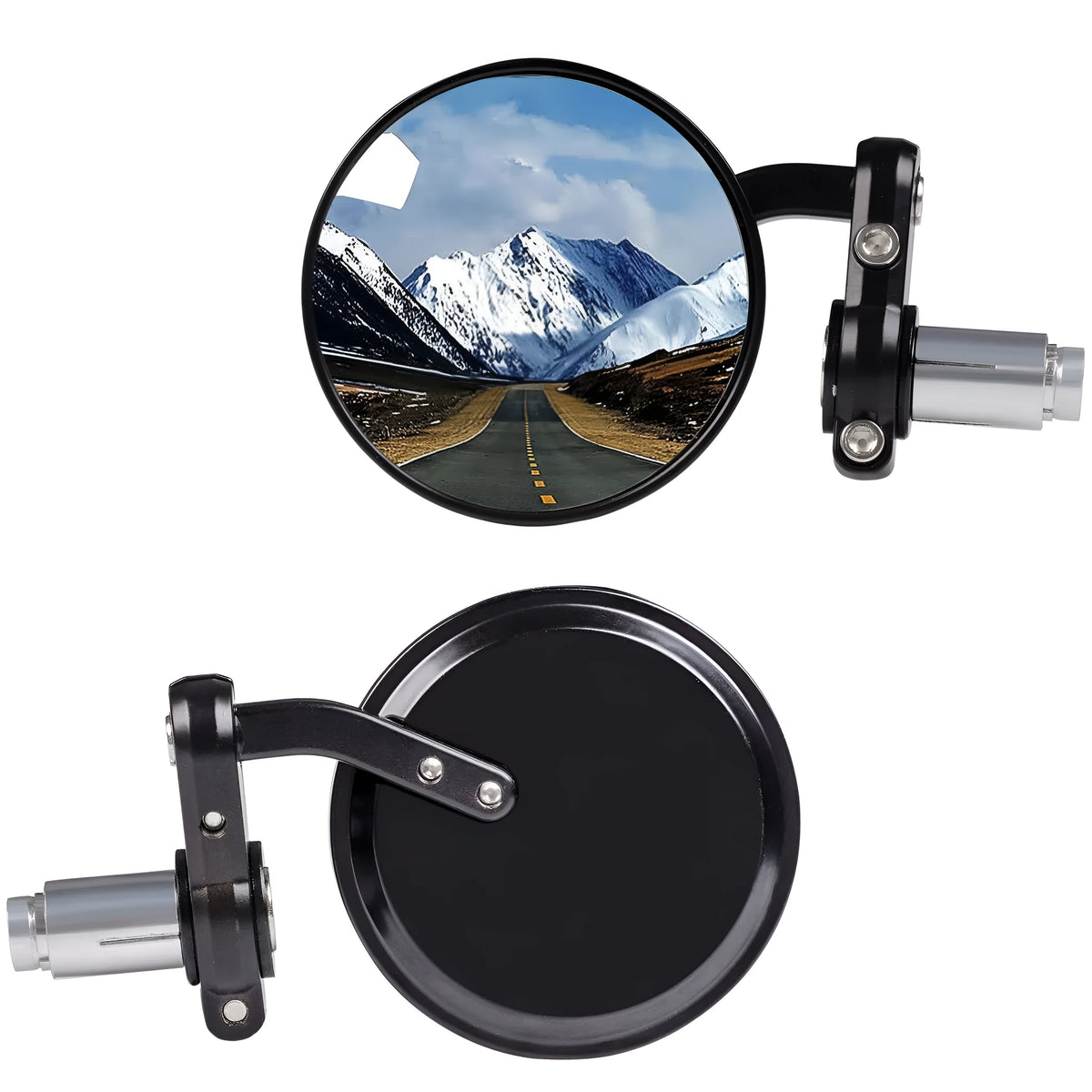 Motorcycle modified handlebar rearview mirror with 22mm clamp black aluminium cover spherical glass