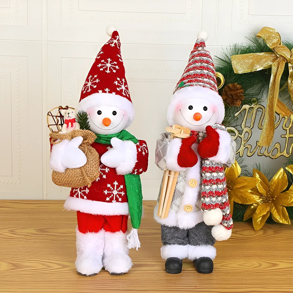 30cm Christmas doll made of plastic and cloth, showing an old man with red sequins, on a shelf
