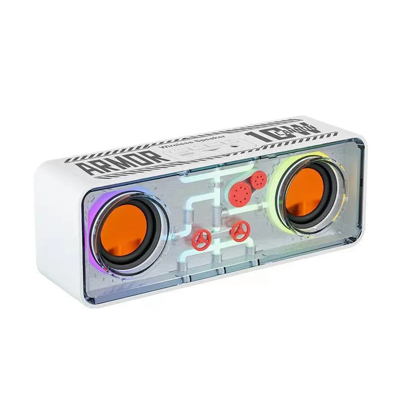 Double speaker transparent mech wireless Bluetooth speaker with dual 40mm drivers, black A39 colour option