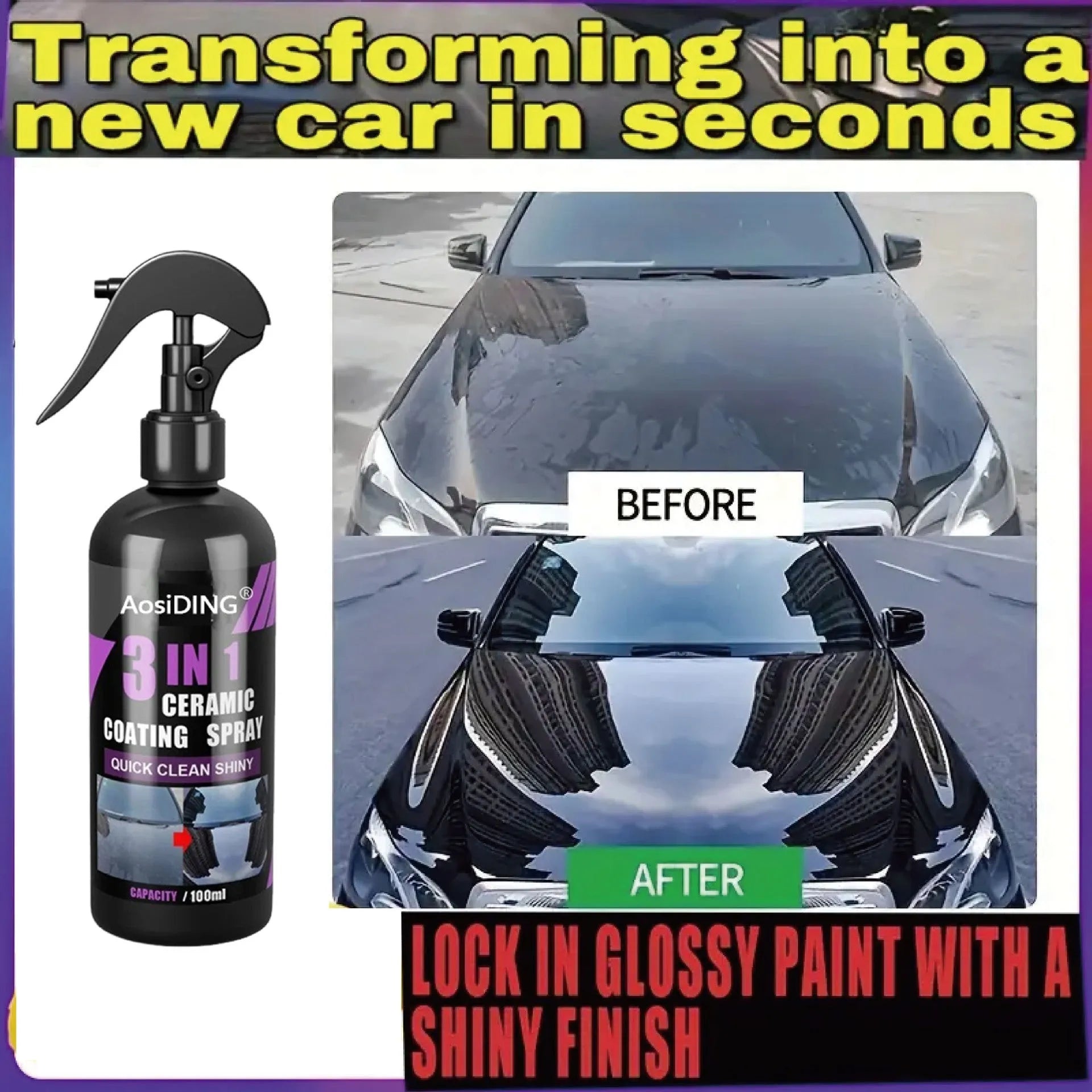 AosiDING 100ml three-in-one ceramic coating car paint protection set with applicator