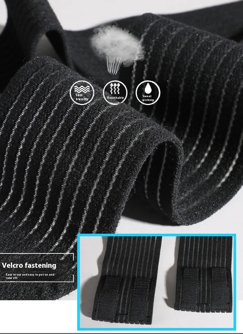 Adjustable black sports ankle support bandage for running, basketball, and athletic activities