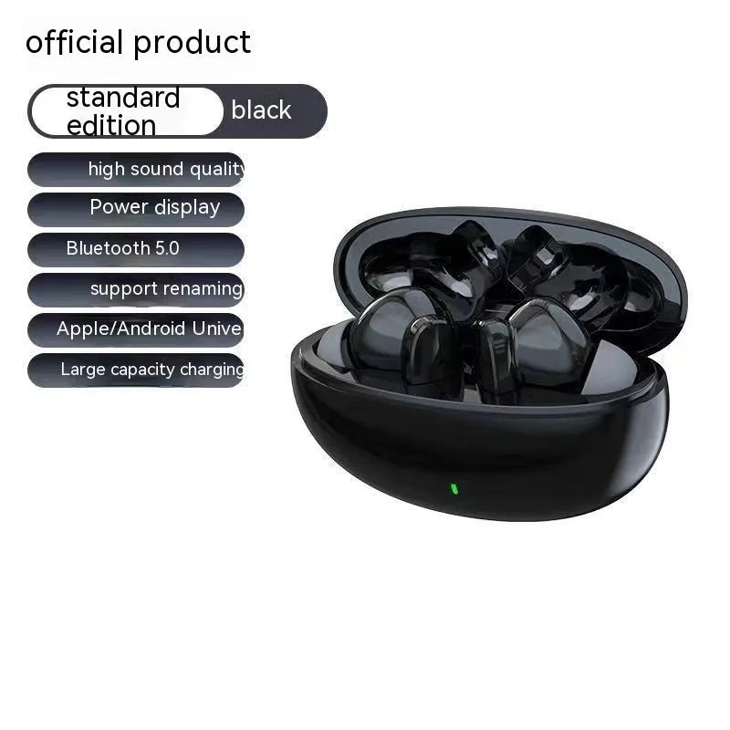 Wireless Bluetooth earphone in-ear noise reduction plastic with digital display and breathing light