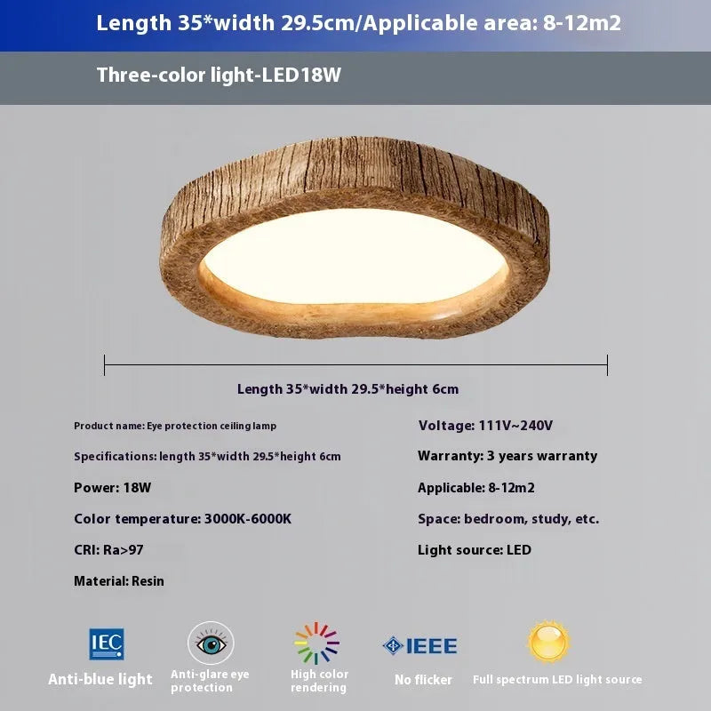 New Chinese style wood grain finish ceiling lamp in round shape