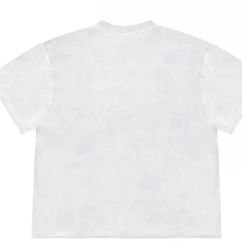 Blueberry and floral patchwork pattern on a loose-fit short sleeve round neck t-shirt.