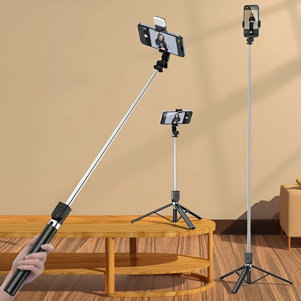 Z6S 1.6m Bluetooth selfie stick tripod with round light and phone holder on a desk