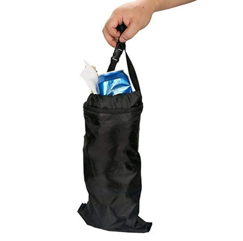 Black waterproof non-woven fabric car hanging storage bag on a car seat back