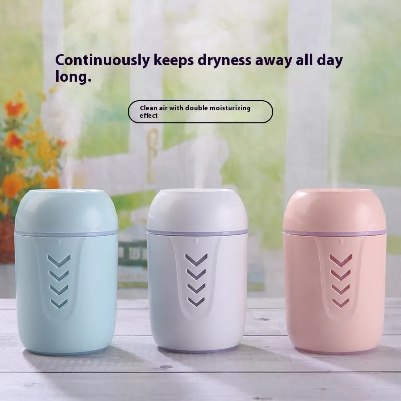 Round portable air purifier in blue colour for vehicle, desktop, or office use with USB and battery power options