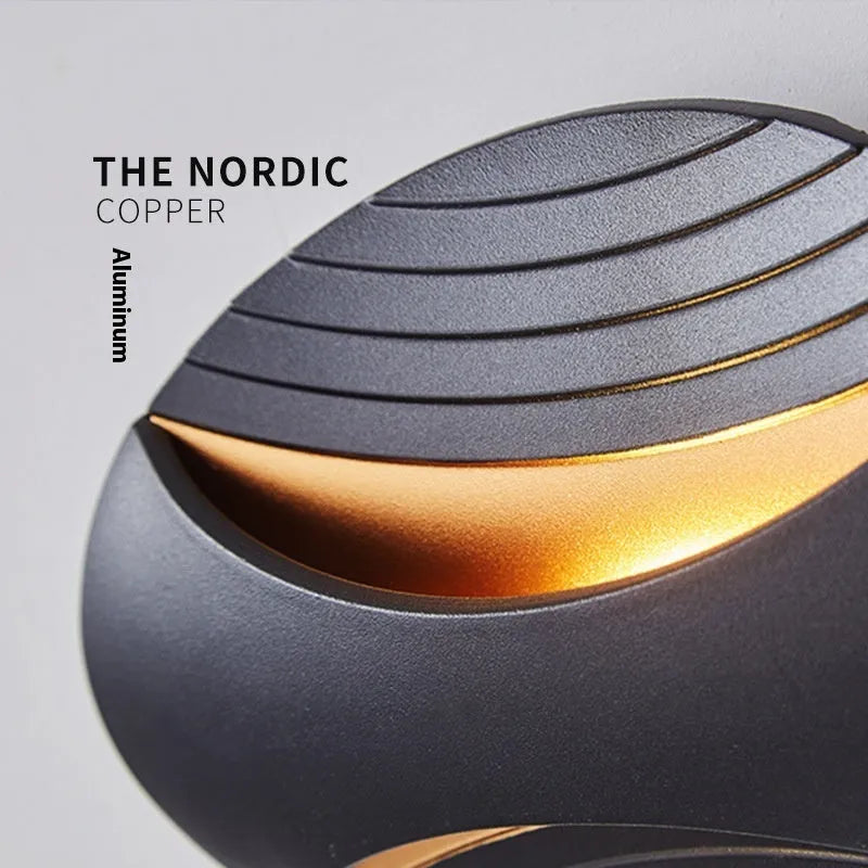 Modern minimalist wall-mounted bedside lamp with touch control in a black gold finish.