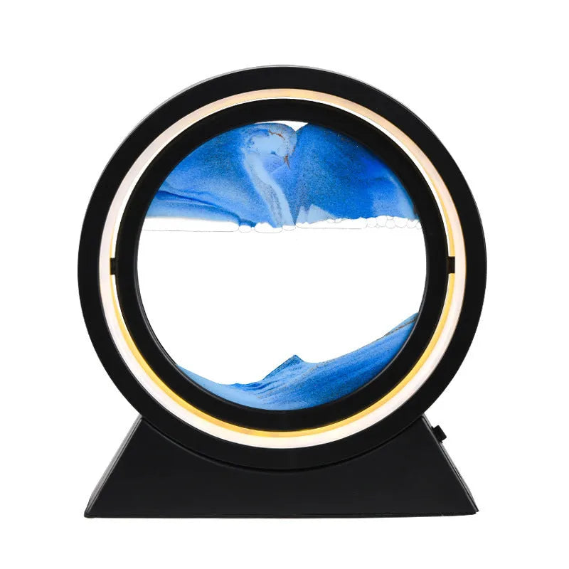 3D dynamic art ornament with quicksand effect, glass and plastic, 24cm high, in blue, gold, green, grey, purple or red