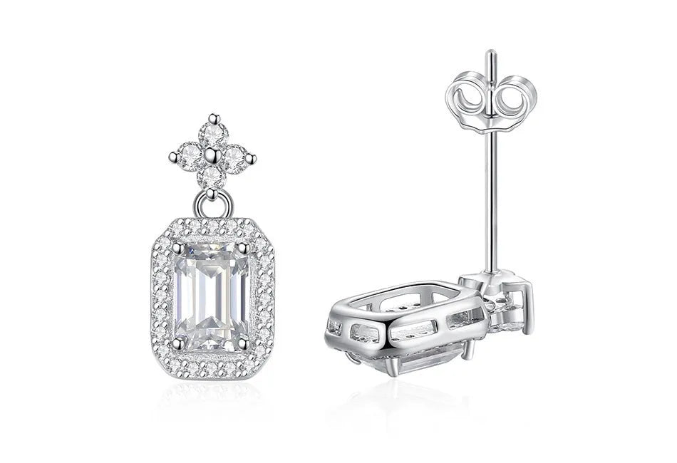 Fashion casual rectangular women's earrings in 925 silver with electroplating finish