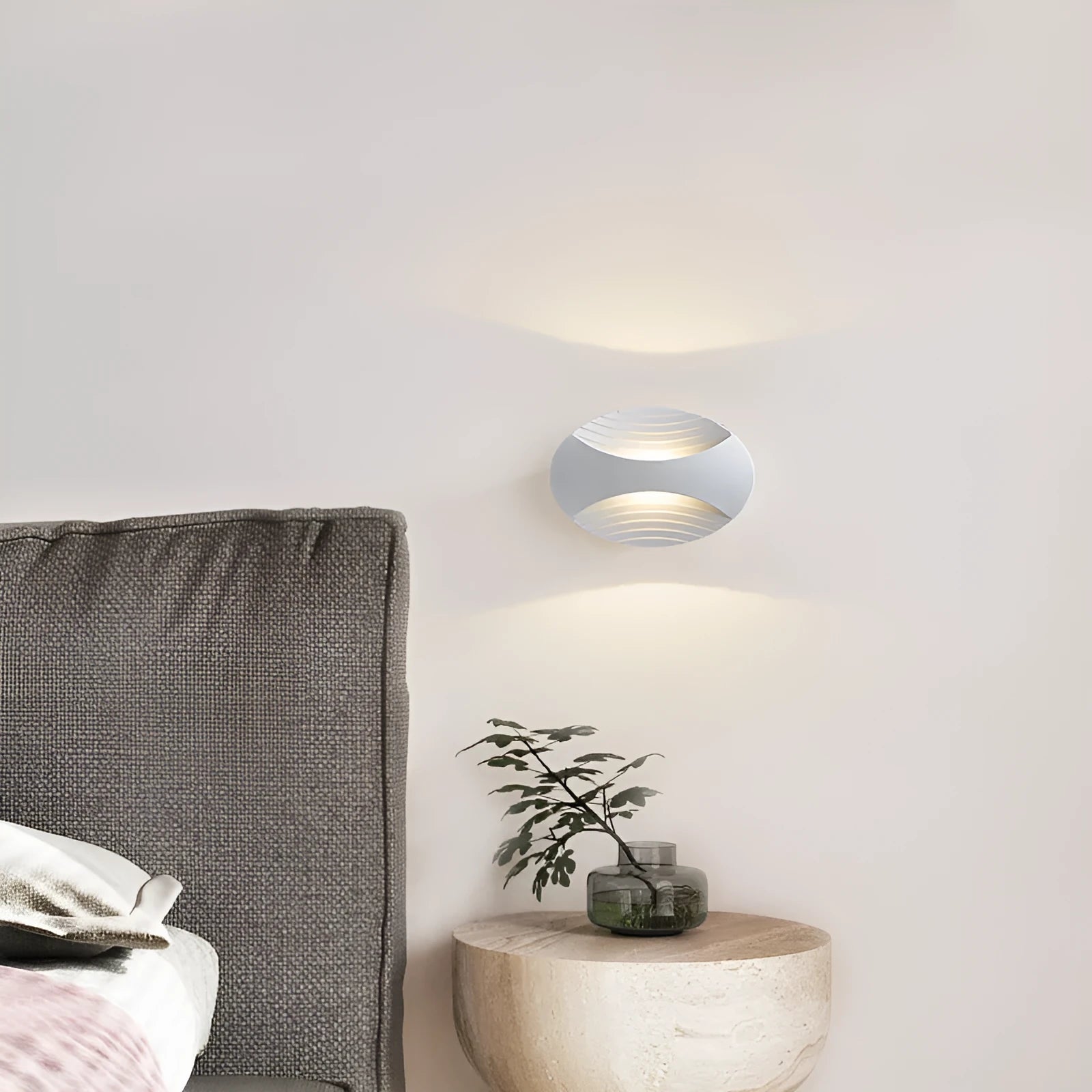 Modern minimalist wall-mounted bedside lamp with touch control in a black gold finish.