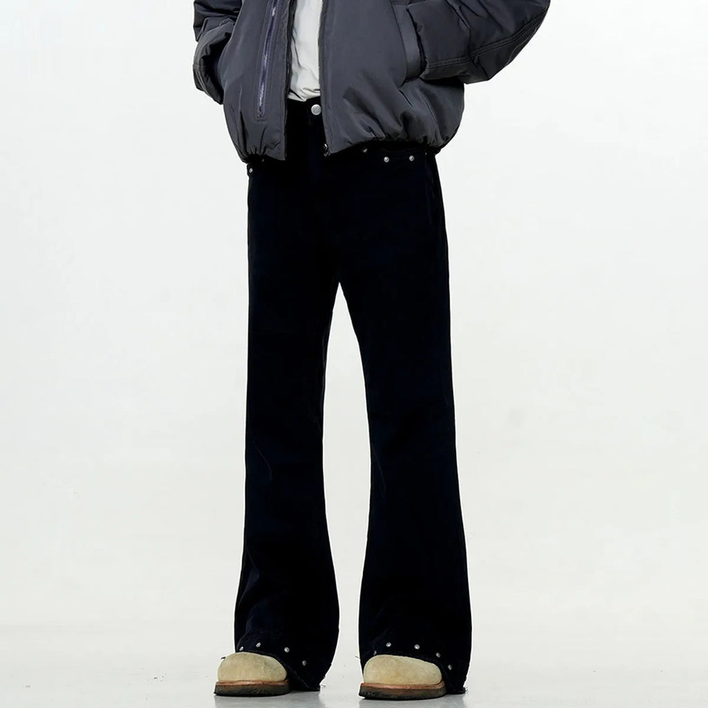 Cotton American retro skinny jeans in black colour with straight-leg trousers design